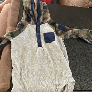 Camo and grey onesie